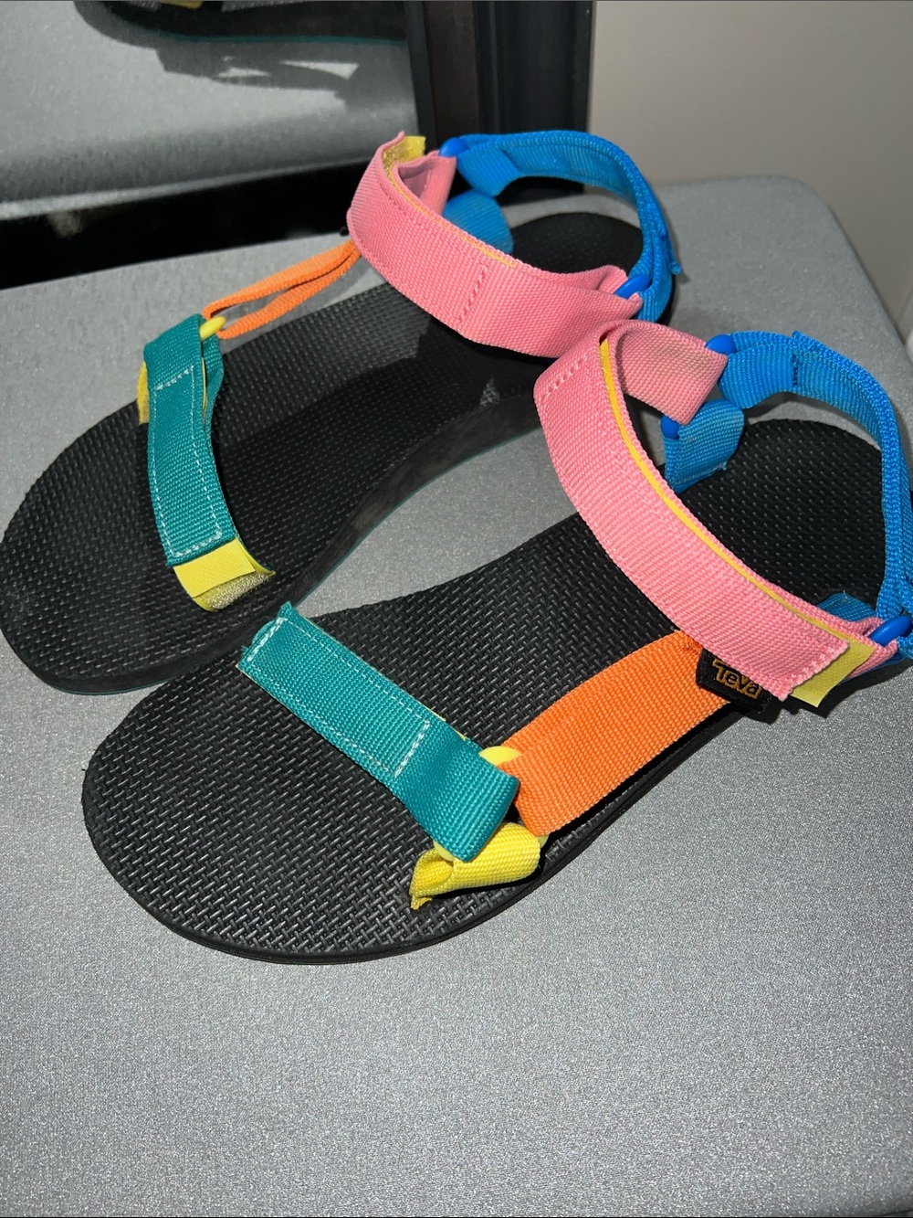 Teva Multicolor Strap Sandals — Pink, Blue, Teal & Orange